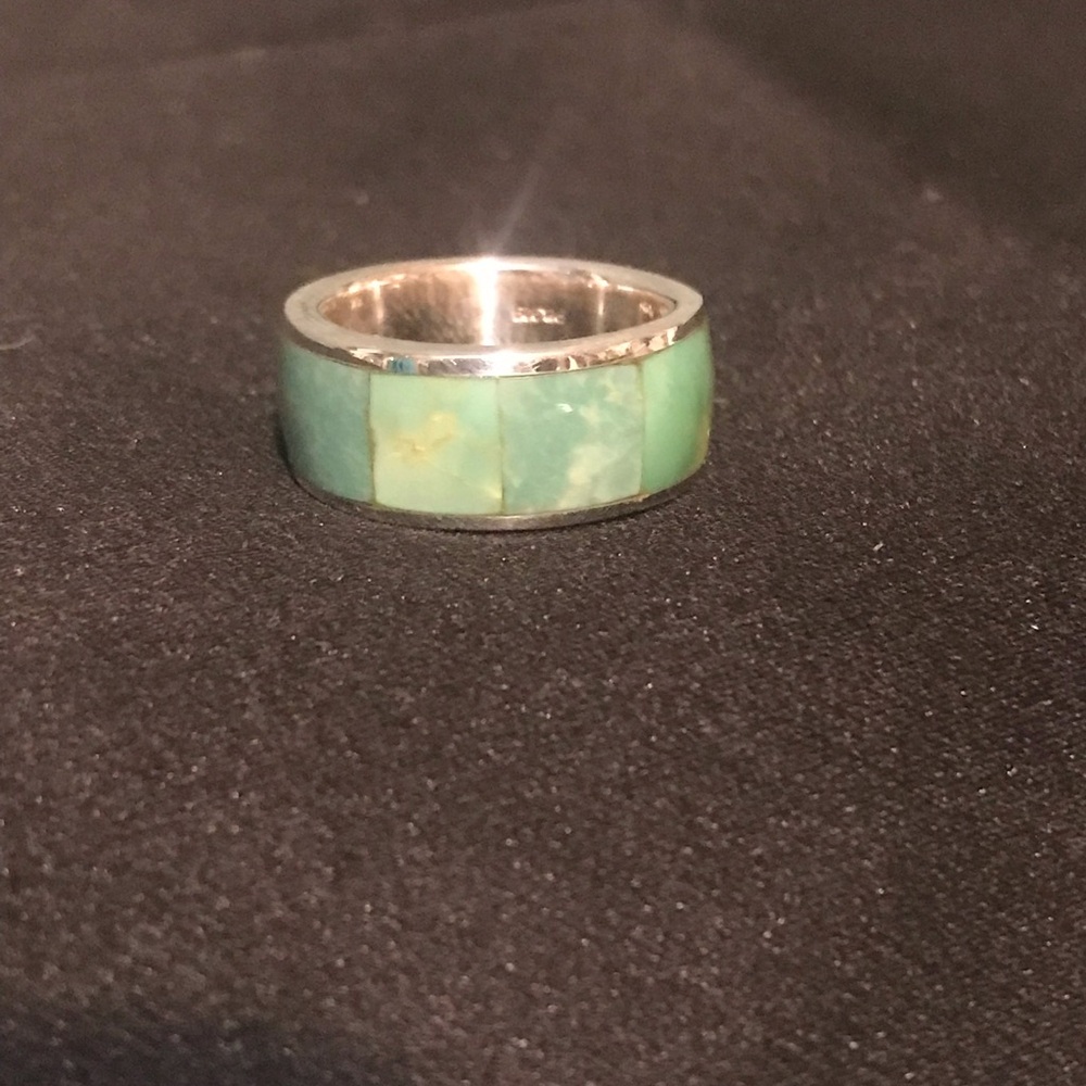 Turquoise Silver Band Ring - Picture 6 of 8